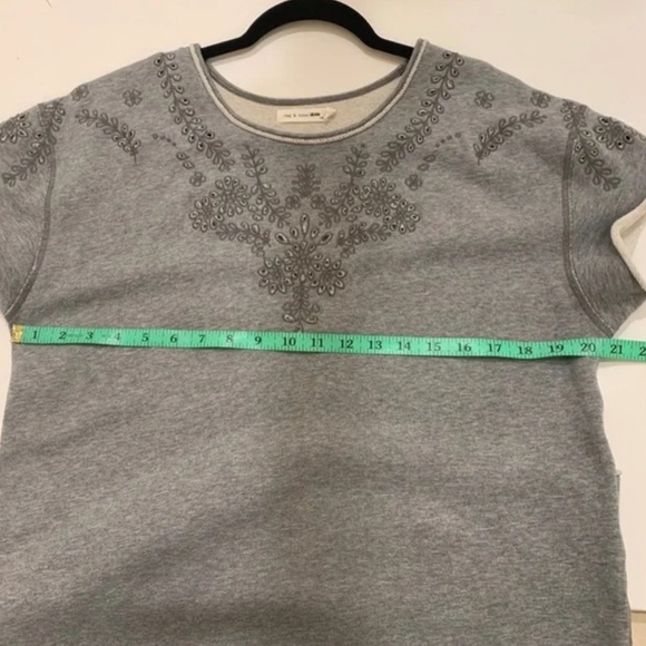 Rag Bone Jean Embroidered Sweatshirt Dress Womens L Eyelet Boho Minimalist Comfy - Picture 6 of 7